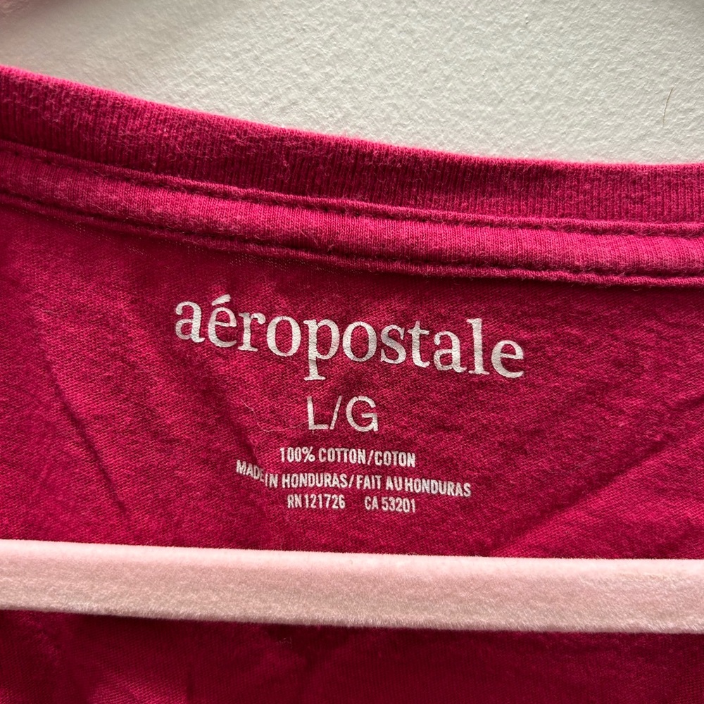 Aeropostale Women's Pink Graphic V-Neck Tee Y2K Size Large - Picture 2 of 3